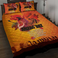 Australia and New Zealand ANZAC Day Quilt Bed Set Soldiers Memories - Red Poppies with Aboriginal and Maori Art LT03 Orange-Yellow - Polynesian Pride