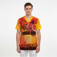 Australia and New Zealand ANZAC Day Scrub Top Soldiers Memories - Red Poppies with Aboriginal and Maori Art LT03 - Polynesian Pride