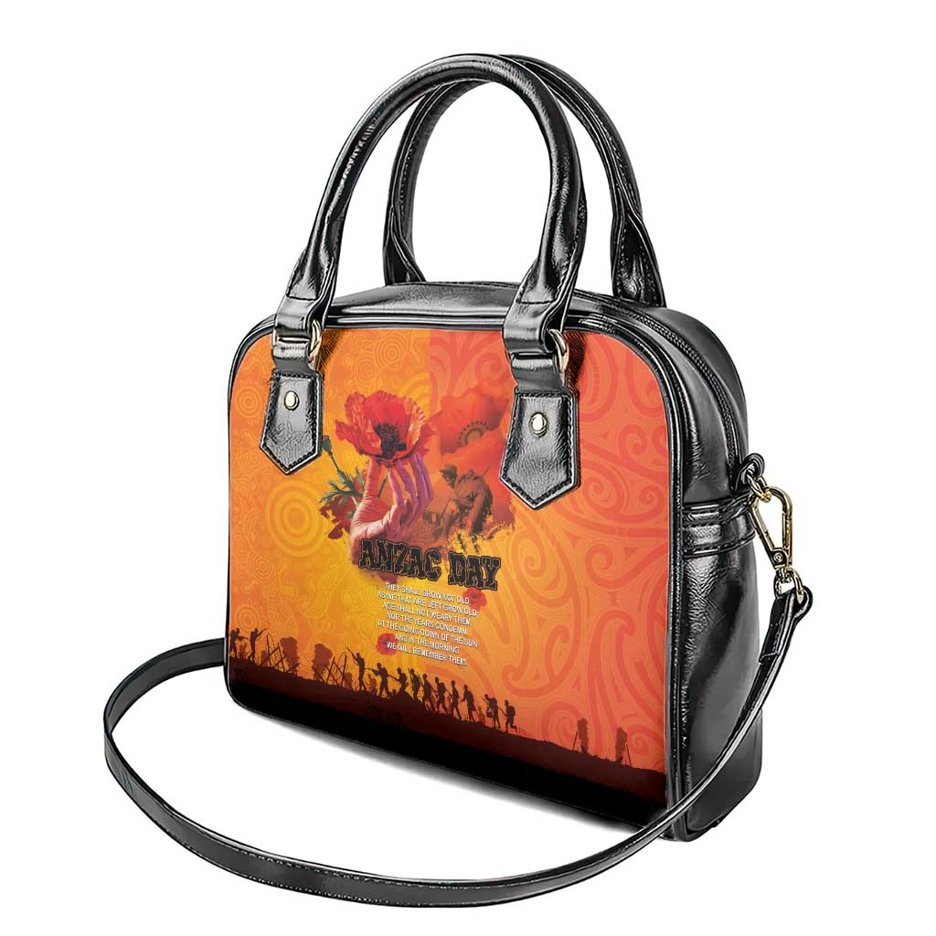 Australia and New Zealand ANZAC Day Shoulder Handbag Soldiers Memories - Red Poppies with Aboriginal and Maori Art LT03 - Polynesian Pride