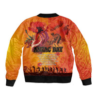 Australia and New Zealand ANZAC Day Sleeve Zip Bomber Jacket Soldiers Memories - Red Poppies with Aboriginal and Maori Art LT03 - Polynesian Pride