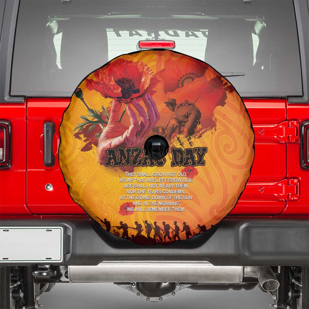 Australia and New Zealand ANZAC Day Spare Tire Cover Soldiers Memories - Red Poppies with Aboriginal and Maori Art LT03 - Polynesian Pride
