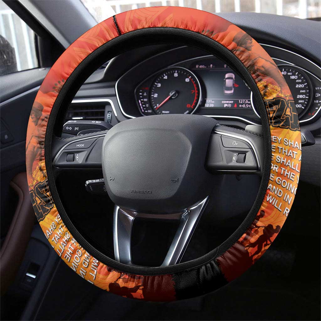 Australia and New Zealand ANZAC Day Steering Wheel Cover Soldiers Memories - Red Poppies with Aboriginal and Maori Art LT03 - Polynesian Pride