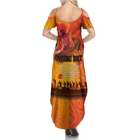 Australia and New Zealand ANZAC Day Summer Maxi Dress Soldiers Memories - Red Poppies with Aboriginal and Maori Art LT03 - Polynesian Pride