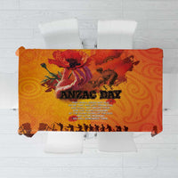 Australia and New Zealand ANZAC Day Tablecloth Soldiers Memories - Red Poppies with Aboriginal and Maori Art LT03 Orange-Yellow - Polynesian Pride