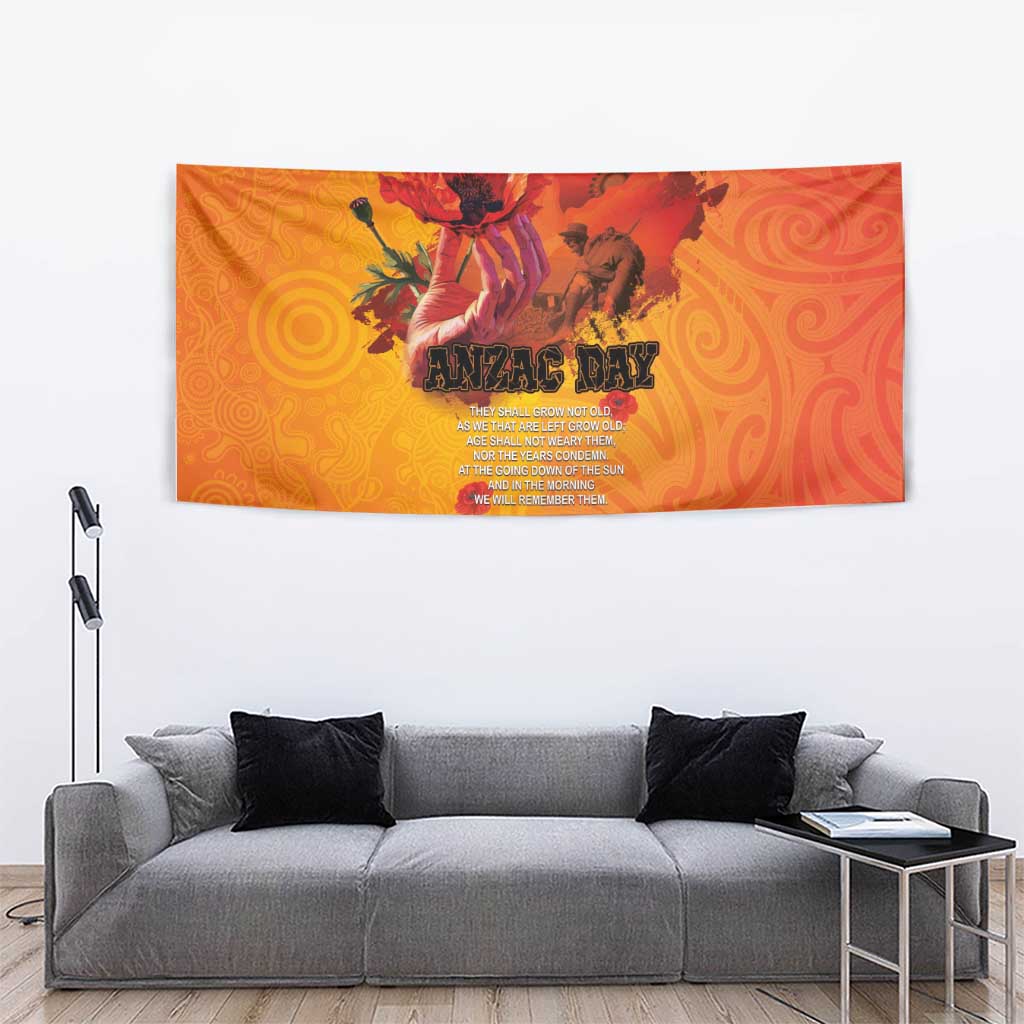 Australia and New Zealand ANZAC Day Tapestry Soldiers Memories - Red Poppies with Aboriginal and Maori Art LT03 - Polynesian Pride