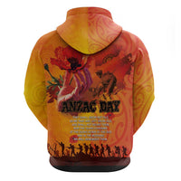 Australia and New Zealand ANZAC Day Zip Hoodie Soldiers Memories - Red Poppies with Aboriginal and Maori Art LT03 - Polynesian Pride