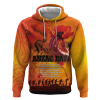 Australia and New Zealand ANZAC Day Zip Hoodie Soldiers Memories - Red Poppies with Aboriginal and Maori Art LT03 Pullover Hoodie Orange-Yellow - Polynesian Pride