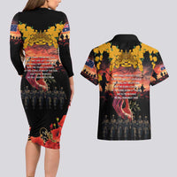 Australia ANZAC Day Couples Matching Long Sleeve Bodycon Dress and Hawaiian Shirt Forever in My Thoughts LT03 - Polynesian Pride
