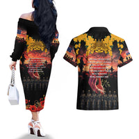 Australia ANZAC Day Couples Matching Off The Shoulder Long Sleeve Dress and Hawaiian Shirt Forever in My Thoughts LT03 - Polynesian Pride