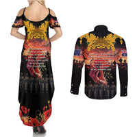 Australia ANZAC Day Couples Matching Summer Maxi Dress and Long Sleeve Button Shirt Forever in My Thoughts LT03 - Polynesian Pride