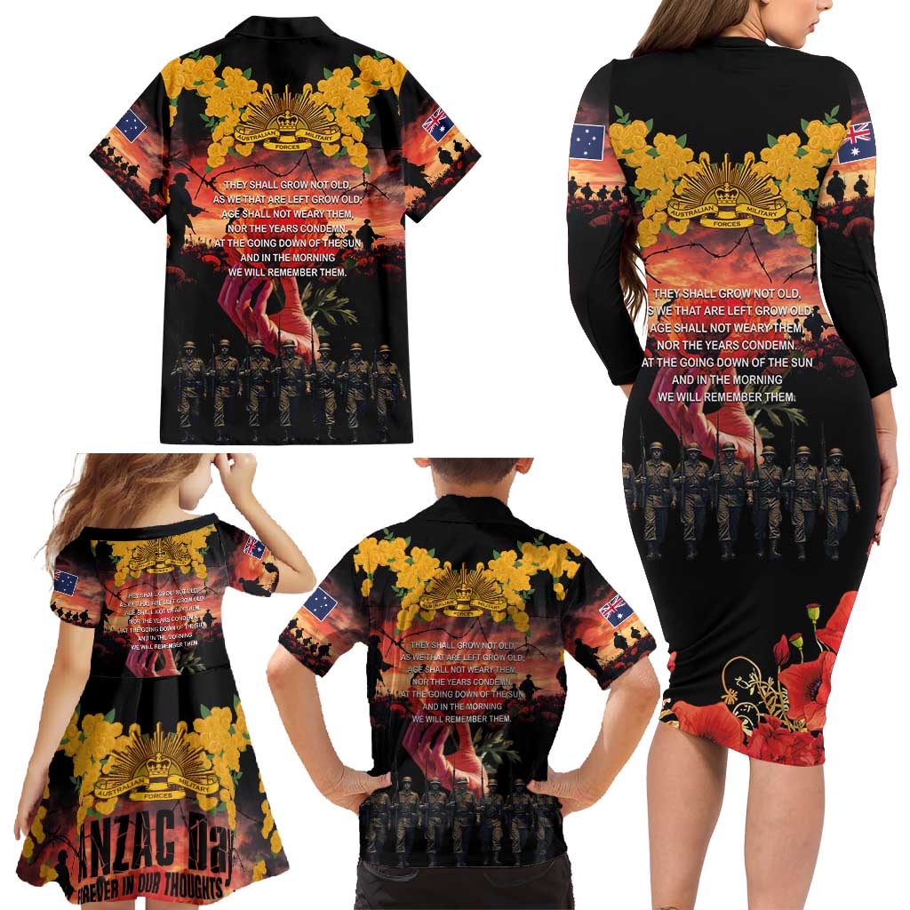 Australia ANZAC Day Family Matching Long Sleeve Bodycon Dress and Hawaiian Shirt Forever in My Thoughts LT03 - Polynesian Pride