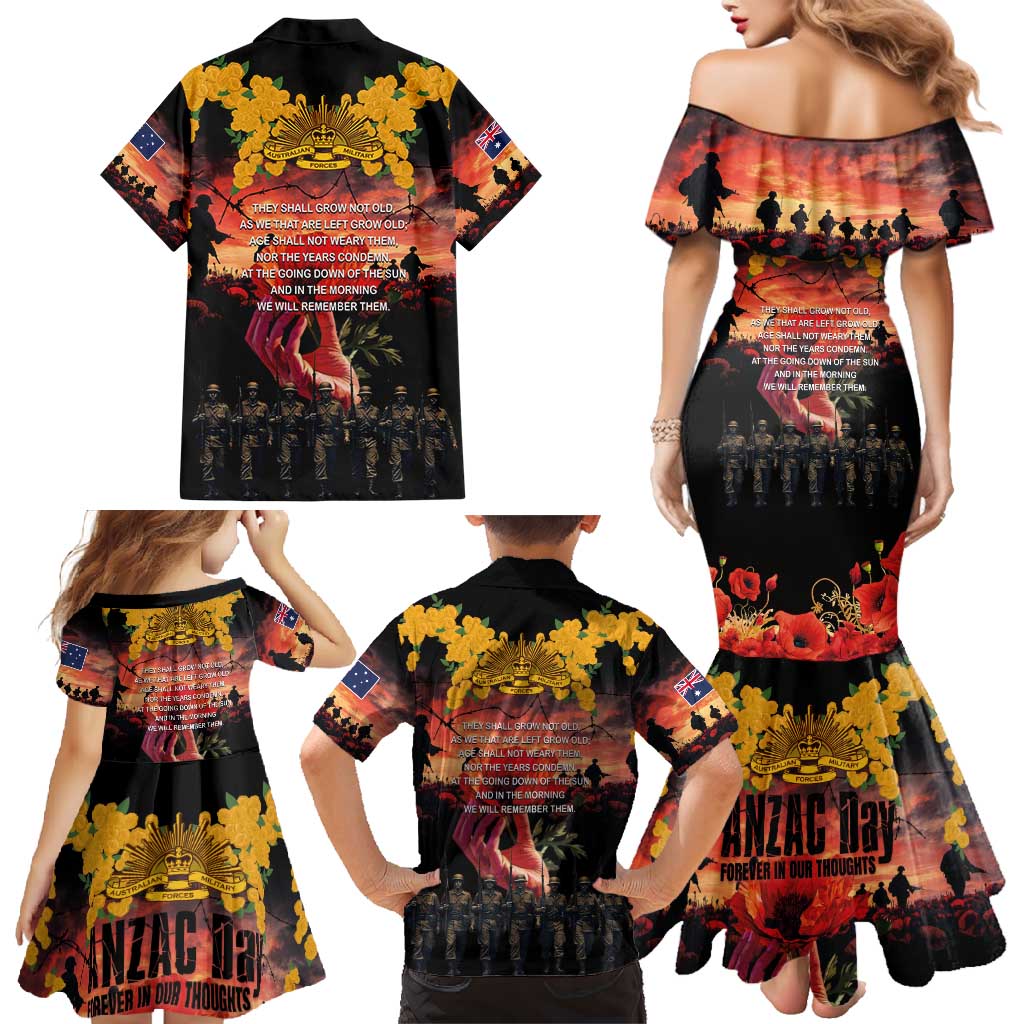 Australia ANZAC Day Family Matching Mermaid Dress and Hawaiian Shirt Forever in My Thoughts LT03 - Polynesian Pride