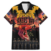 Australia ANZAC Day Family Matching Mermaid Dress and Hawaiian Shirt Forever in My Thoughts LT03 Dad's Shirt - Short Sleeve Black - Polynesian Pride