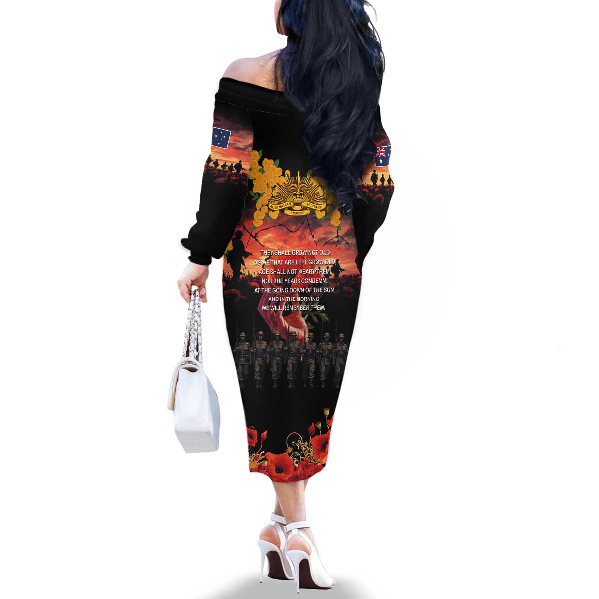 Australia ANZAC Day Family Matching Off The Shoulder Long Sleeve Dress and Hawaiian Shirt Forever in My Thoughts LT03 - Polynesian Pride