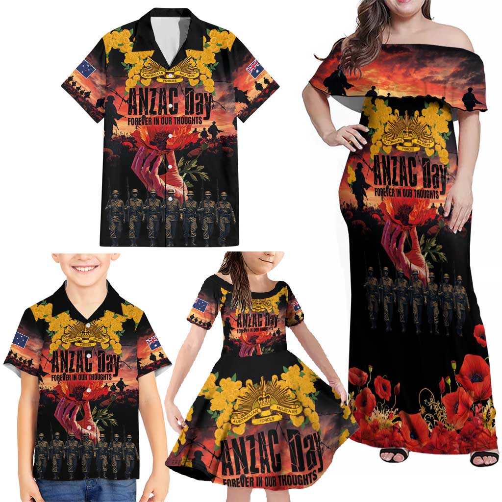 Australia ANZAC Day Family Matching Off Shoulder Maxi Dress and Hawaiian Shirt Forever in My Thoughts LT03 - Polynesian Pride