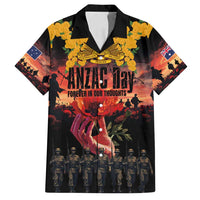 Australia ANZAC Day Family Matching Off Shoulder Maxi Dress and Hawaiian Shirt Forever in My Thoughts LT03 Dad's Shirt - Short Sleeve Black - Polynesian Pride