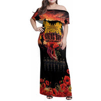Australia ANZAC Day Family Matching Off Shoulder Maxi Dress and Hawaiian Shirt Forever in My Thoughts LT03 Mom's Dress Black - Polynesian Pride