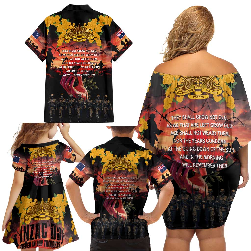 Australia ANZAC Day Family Matching Off Shoulder Short Dress and Hawaiian Shirt Forever in My Thoughts LT03 - Polynesian Pride