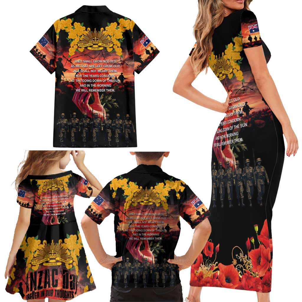 Australia ANZAC Day Family Matching Short Sleeve Bodycon Dress and Hawaiian Shirt Forever in My Thoughts LT03 - Polynesian Pride