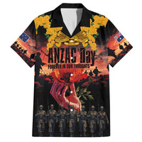 Australia ANZAC Day Family Matching Short Sleeve Bodycon Dress and Hawaiian Shirt Forever in My Thoughts LT03 Dad's Shirt - Short Sleeve Black - Polynesian Pride