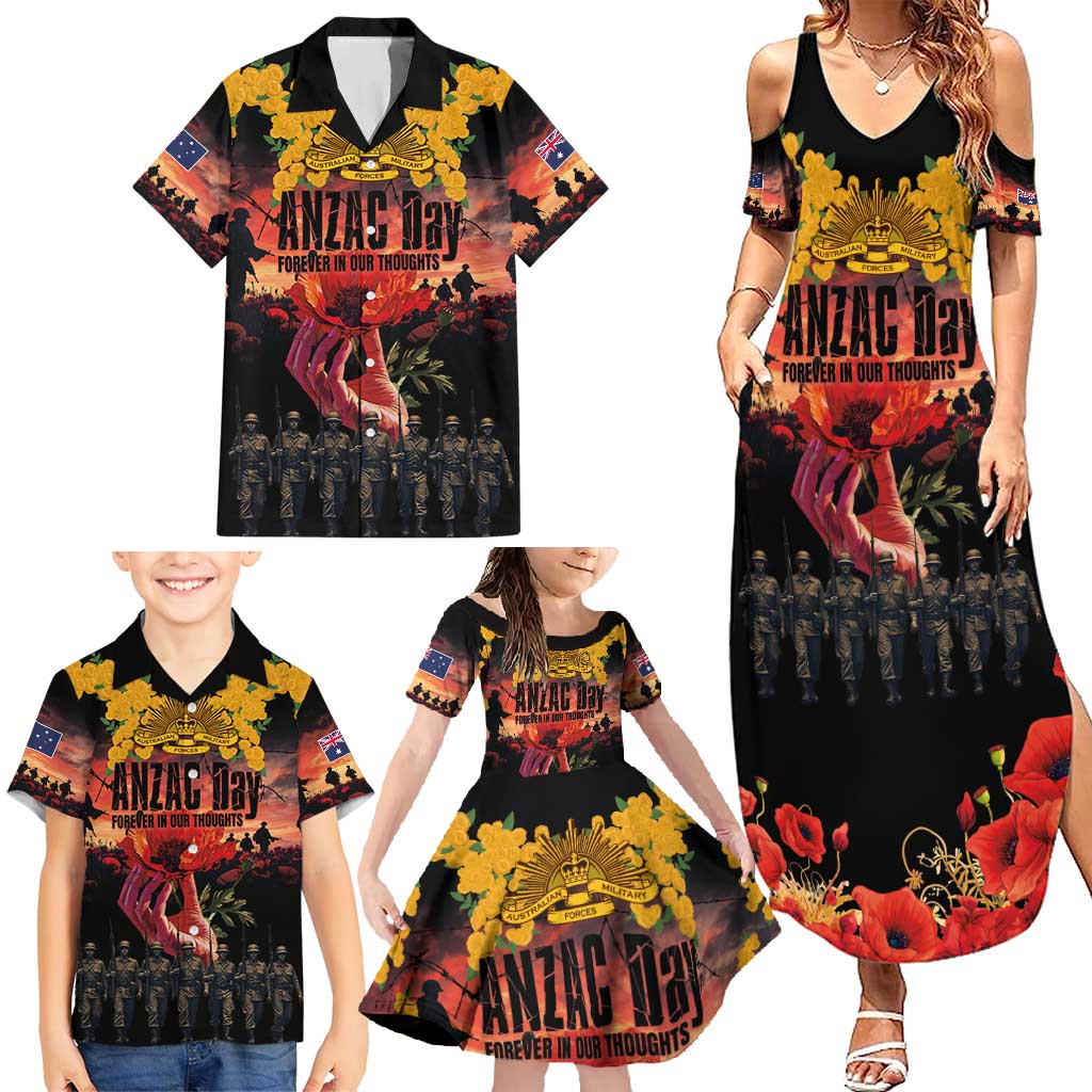 Australia ANZAC Day Family Matching Summer Maxi Dress and Hawaiian Shirt Forever in My Thoughts LT03 - Polynesian Pride