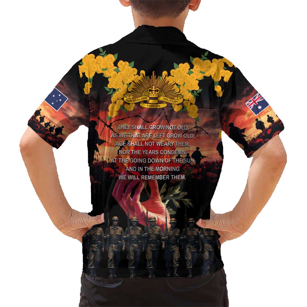 Australia ANZAC Day Kid Hawaiian Shirt Forever in My Thoughts