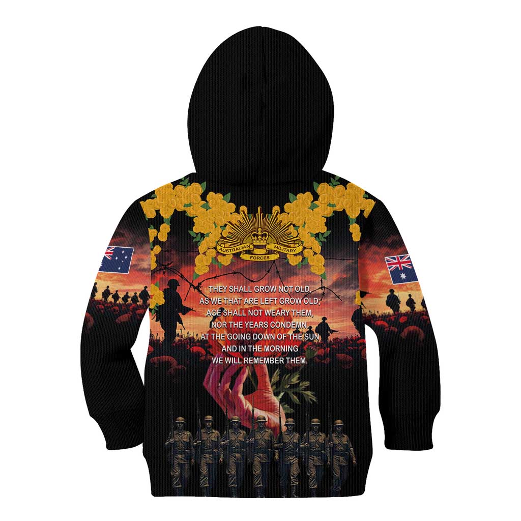 Australia ANZAC Day Kid Hoodie Forever in My Thoughts LT03 - Polynesian Pride