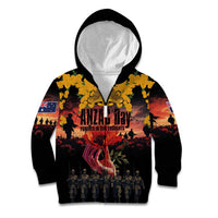 Australia ANZAC Day Kid Hoodie Forever in My Thoughts LT03 Zip Hoodie Black - Polynesian Pride