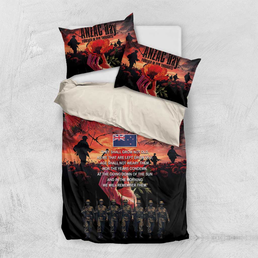 New Zealand ANZAC Day Bedding Set Forever in My Thoughts LT03 US Twin 172cm x 218cm Black - Polynesian Pride