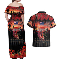 New Zealand ANZAC Day Couples Matching Off Shoulder Maxi Dress and Hawaiian Shirt Forever in My Thoughts LT03 - Polynesian Pride