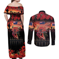 New Zealand ANZAC Day Couples Matching Off Shoulder Maxi Dress and Long Sleeve Button Shirt Forever in My Thoughts LT03 - Polynesian Pride