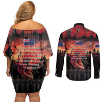 New Zealand ANZAC Day Couples Matching Off Shoulder Short Dress and Long Sleeve Button Shirt Forever in My Thoughts LT03 - Polynesian Pride