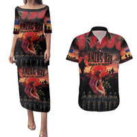 New Zealand ANZAC Day Couples Matching Puletasi and Hawaiian Shirt Forever in My Thoughts LT03 Black - Polynesian Pride