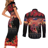 New Zealand ANZAC Day Couples Matching Short Sleeve Bodycon Dress and Long Sleeve Button Shirt Forever in My Thoughts LT03 - Polynesian Pride