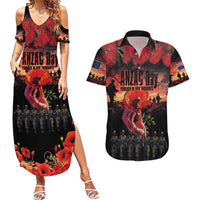 New Zealand ANZAC Day Couples Matching Summer Maxi Dress and Hawaiian Shirt Forever in My Thoughts LT03 Black - Polynesian Pride