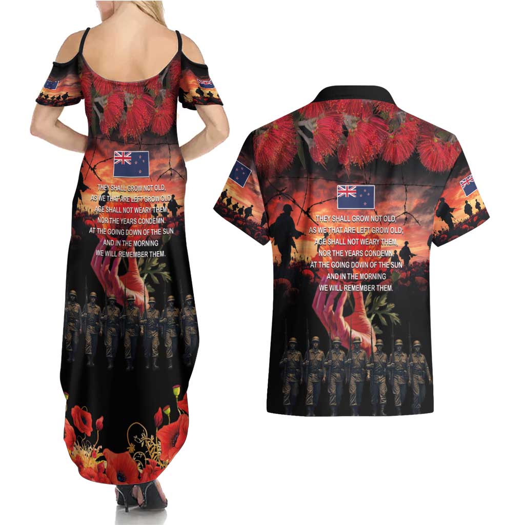 New Zealand ANZAC Day Couples Matching Summer Maxi Dress and Hawaiian Shirt Forever in My Thoughts LT03 - Polynesian Pride