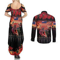 New Zealand ANZAC Day Couples Matching Summer Maxi Dress and Long Sleeve Button Shirt Forever in My Thoughts LT03 - Polynesian Pride