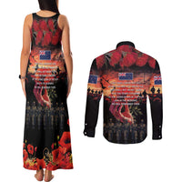 New Zealand ANZAC Day Couples Matching Tank Maxi Dress and Long Sleeve Button Shirt Forever in My Thoughts LT03 - Polynesian Pride