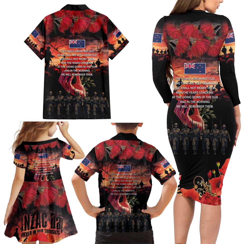 New Zealand ANZAC Day Family Matching Long Sleeve Bodycon Dress and Hawaiian Shirt Forever in My Thoughts LT03 - Polynesian Pride