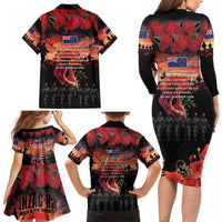 New Zealand ANZAC Day Family Matching Long Sleeve Bodycon Dress and Hawaiian Shirt Forever in My Thoughts LT03 - Polynesian Pride