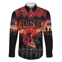 New Zealand ANZAC Day Family Matching Long Sleeve Bodycon Dress and Hawaiian Shirt Forever in My Thoughts LT03 Dad's Shirt - Long Sleeve Black - Polynesian Pride