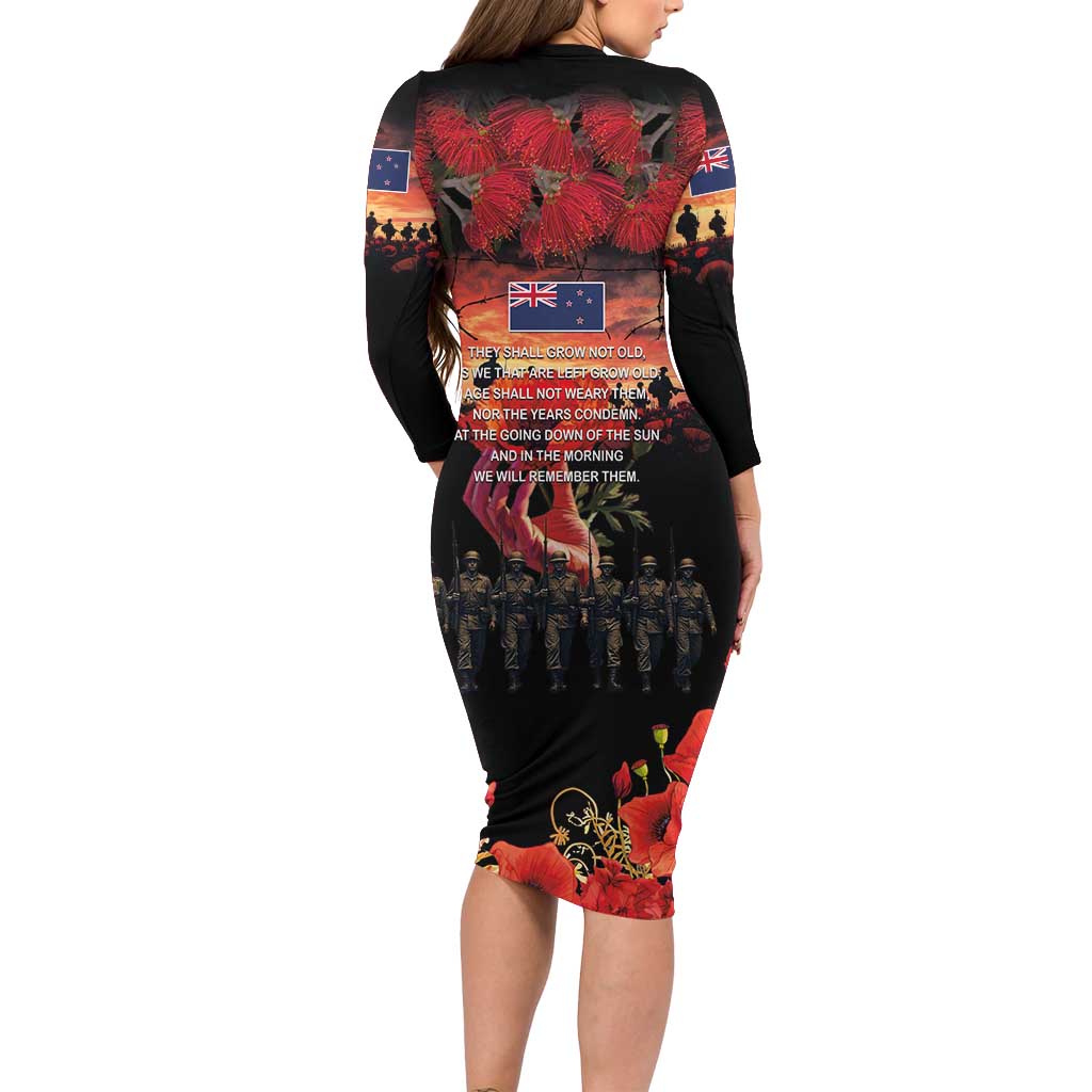 New Zealand ANZAC Day Family Matching Long Sleeve Bodycon Dress and Hawaiian Shirt Forever in My Thoughts LT03 - Polynesian Pride