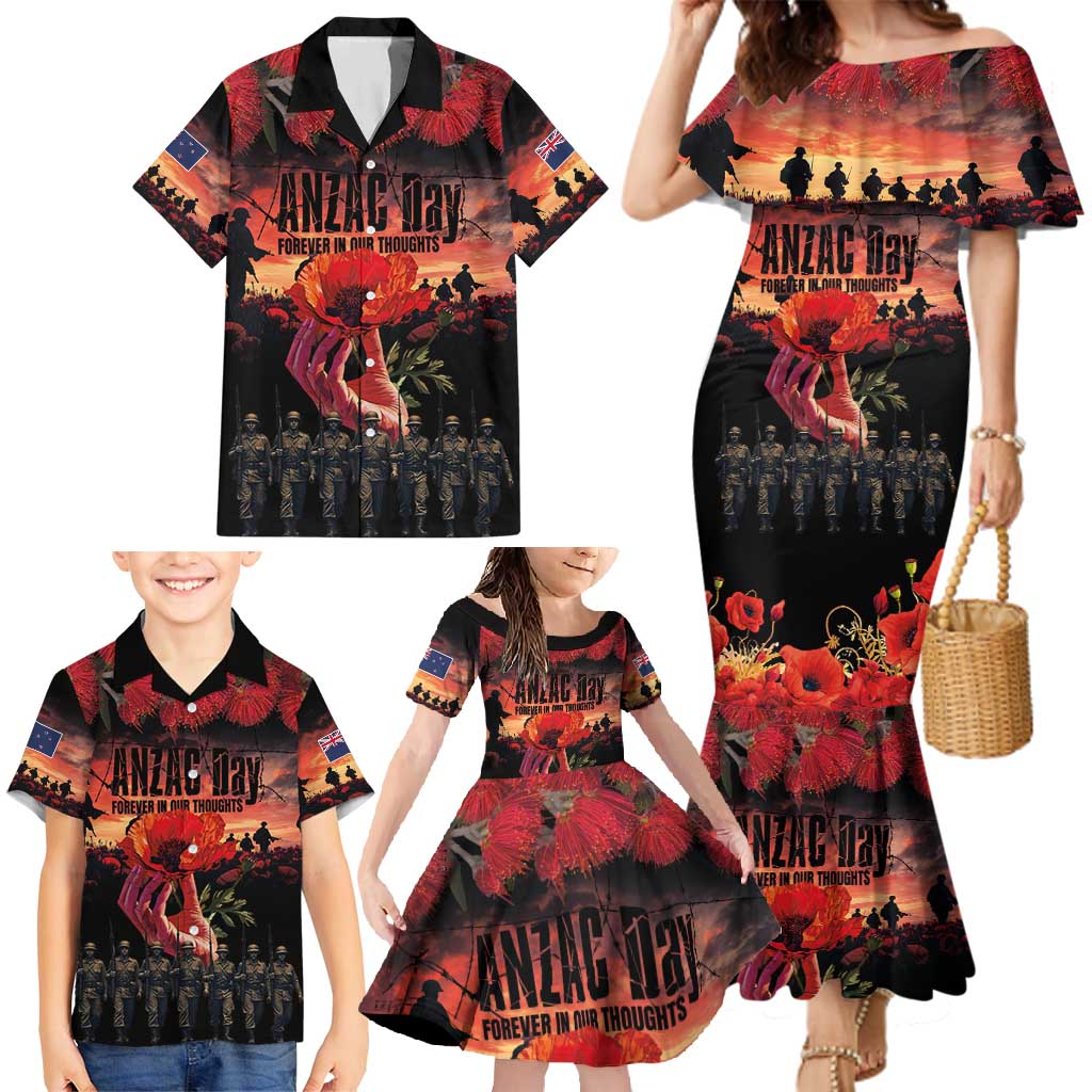 New Zealand ANZAC Day Family Matching Mermaid Dress and Hawaiian Shirt Forever in My Thoughts LT03 - Polynesian Pride