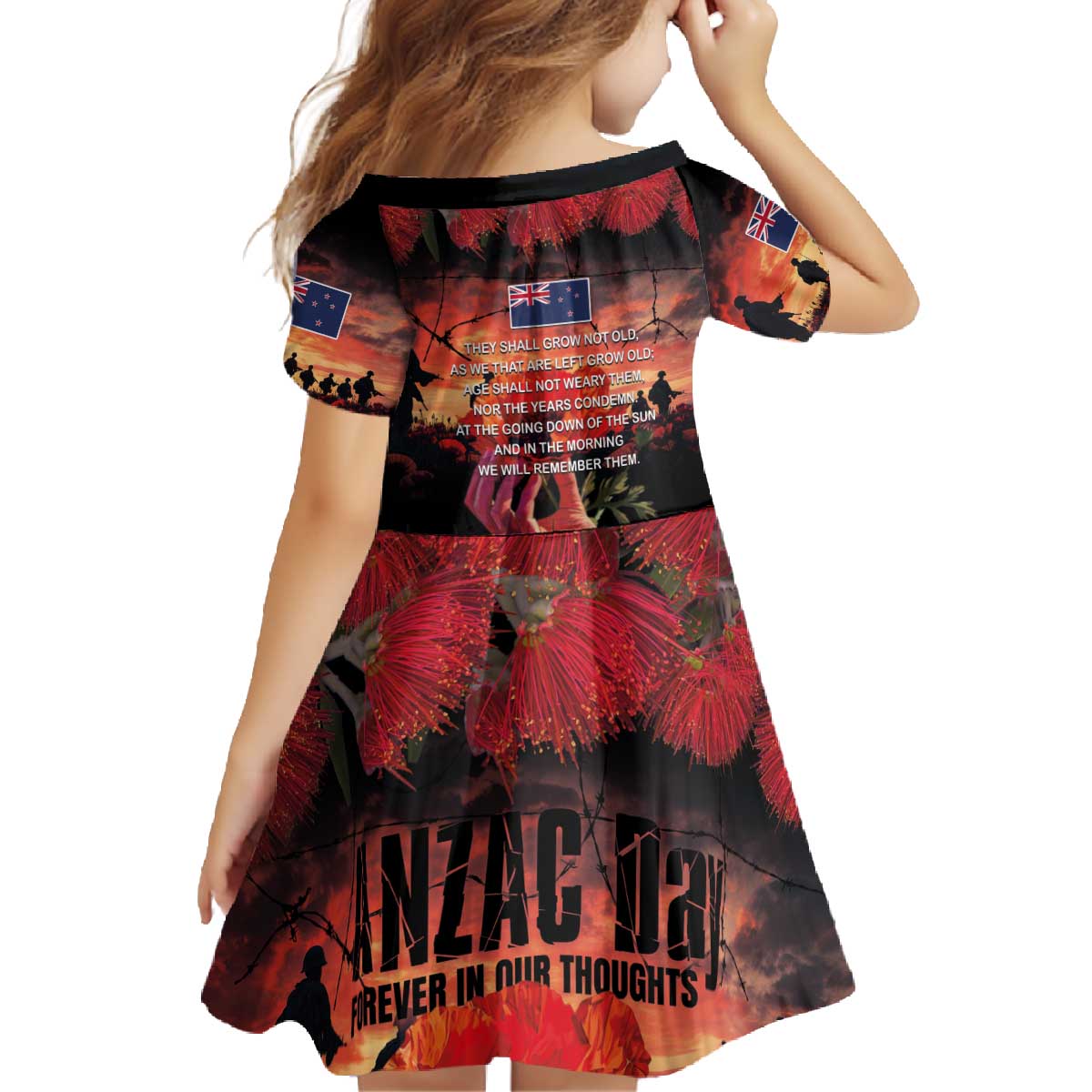 New Zealand ANZAC Day Family Matching Off The Shoulder Long Sleeve Dress and Hawaiian Shirt Forever in My Thoughts LT03 - Polynesian Pride
