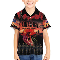 New Zealand ANZAC Day Family Matching Off The Shoulder Long Sleeve Dress and Hawaiian Shirt Forever in My Thoughts LT03 Son's Shirt Black - Polynesian Pride