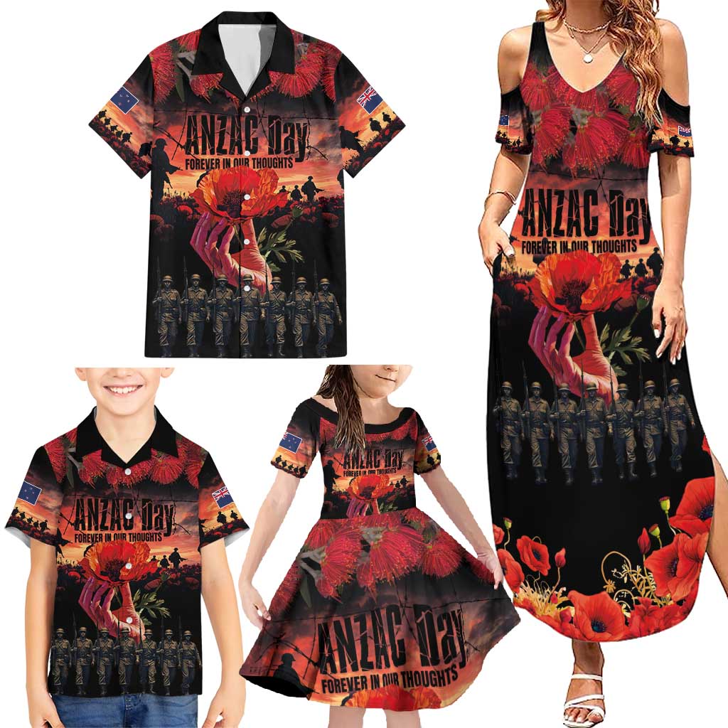 New Zealand ANZAC Day Family Matching Summer Maxi Dress and Hawaiian Shirt Forever in My Thoughts LT03 - Polynesian Pride