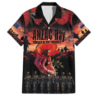 New Zealand ANZAC Day Family Matching Tank Maxi Dress and Hawaiian Shirt Forever in My Thoughts LT03 Dad's Shirt - Short Sleeve Black - Polynesian Pride