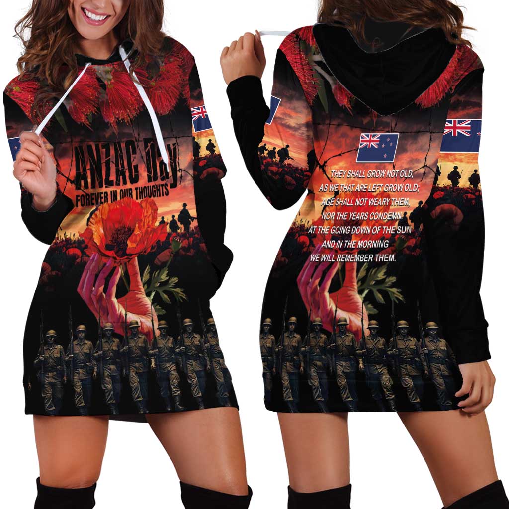 New Zealand ANZAC Day Hoodie Dress Forever in My Thoughts LT03 - Polynesian Pride