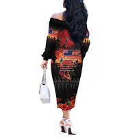 New Zealand ANZAC Day Off The Shoulder Long Sleeve Dress Forever in My Thoughts LT03 - Polynesian Pride