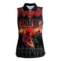 New Zealand ANZAC Day Women Sleeveless Polo Shirt Forever in My Thoughts LT03 Female Black - Polynesian Pride